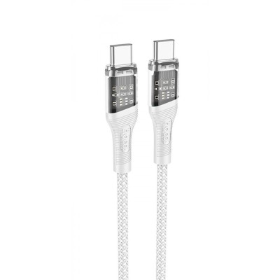 Кабель Hoco U111 Transparent Discovery 60W Type-C to Type-C (1.2m) gray