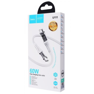 Кабель Hoco U111 Transparent Discovery 60W Type-C to Type-C (1.2m) gray
