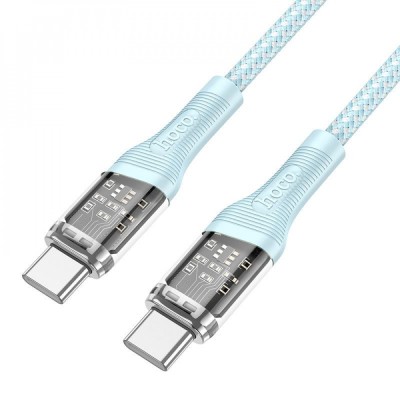 Кабель Hoco U111 Transparent Discovery 60W Type-C to Type-C (1.2m) gray