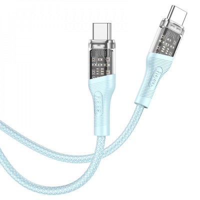 Кабель Hoco U111 Transparent Discovery 60W Type-C to Type-C (1.2m) gray