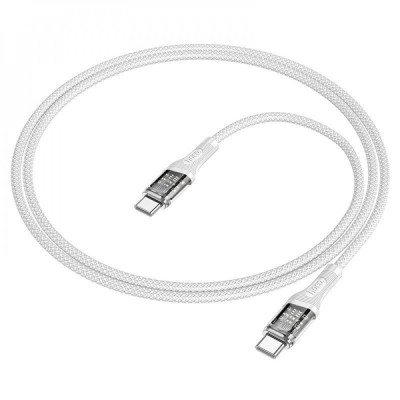 Кабель Hoco U111 Transparent Discovery 60W Type-C to Type-C (1.2m) gray