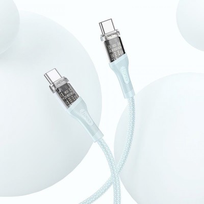 Кабель Hoco U111 Transparent Discovery 60W Type-C to Type-C (1.2m) gray