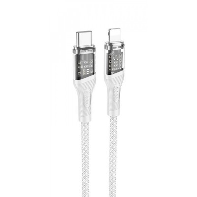 Кабель Hoco U111 Transparent Discovery Type-C to Lightning (1.2m) gray