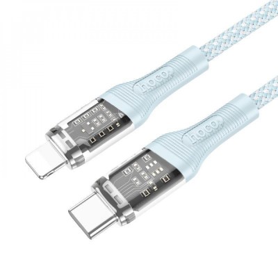 Кабель Hoco U111 Transparent Discovery Type-C to Lightning (1.2m) gray