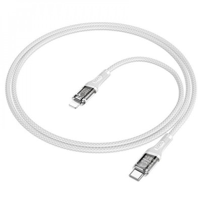 Кабель Hoco U111 Transparent Discovery Type-C to Lightning (1.2m) gray