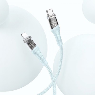 Кабель Hoco U111 Transparent Discovery Type-C to Lightning (1.2m) gray