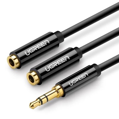 Кабель UGREEN AV134 3.5mm Male To 2 Female Audio Cable 25cm Black (20816) Кабель UGREEN AV134 3.5mm Male To 2 Female Audio Cable 25cm Black (20816)