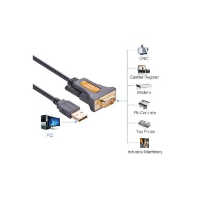 Кабель UGREEN CR104 USB to DB9 RS-232 Male Adapter Cable 1.5m (20211) Black Кабель UGREEN CR104 USB to DB9 RS-232 Male Adapter Cable 1.5m (20211) Black
