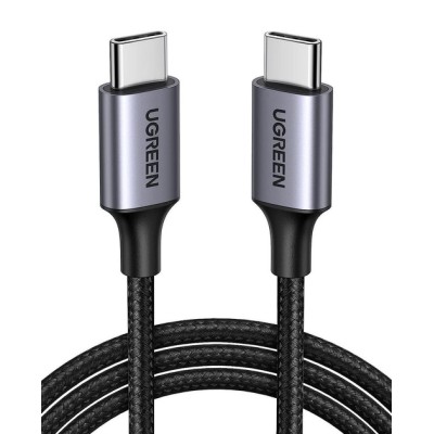 Кабель UGREEN US261 USB Type-C To USB Type-C 60W Round Cable Nickel Plating Aluminum Shell 3A 0.5m Black/Gray (50149) Кабель UGREEN US261 USB Type-C To USB Type-C 60W Round Cable Nickel Plating Aluminum Shell 3A 0.5m Black/Gray (50149)