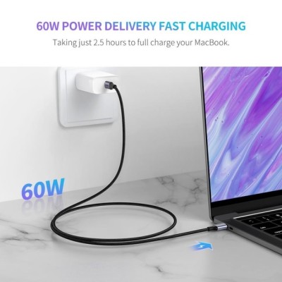 Кабель UGREEN US261 USB Type-C To USB Type-C 60W Round Cable Nickel Plating Aluminum Shell 3A 0.5m Black/Gray (50149) Кабель UGREEN US261 USB Type-C To USB Type-C 60W Round Cable Nickel Plating Aluminum Shell 3A 0.5m Black/Gray (50149)