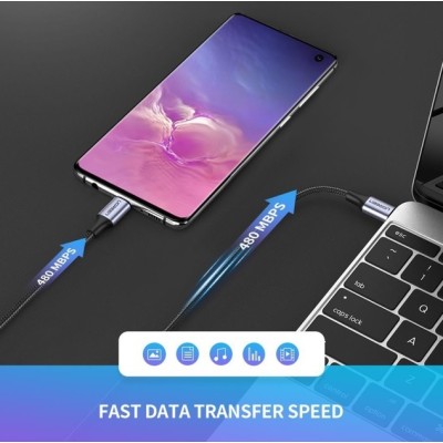 Кабель UGREEN US261 USB Type-C To USB Type-C 60W Round Cable Nickel Plating Aluminum Shell 3A 0.5m Black/Gray (50149) Кабель UGREEN US261 USB Type-C To USB Type-C 60W Round Cable Nickel Plating Aluminum Shell 3A 0.5m Black/Gray (50149)