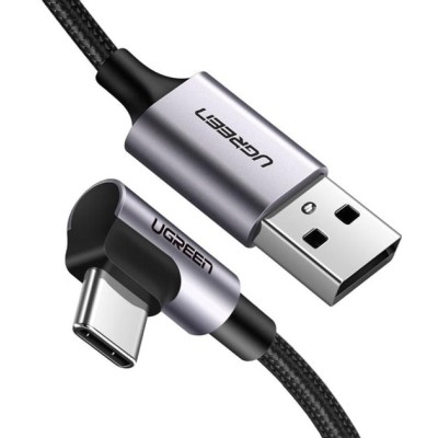 Кабель UGREEN US284 USB 2.0 To Angled USB Type-C Cable Aluminum Shell With Braided 3A 2m Black (50942) Кабель UGREEN US284 USB 2.0 To Angled USB Type-C Cable Aluminum Shell With Braided 3A 2m Black (50942)