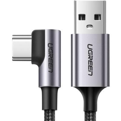 Кабель UGREEN US284 USB 2.0 To Angled USB Type-C Cable Aluminum Shell With Braided 3A 2m Black (50942) Кабель UGREEN US284 USB 2.0 To Angled USB Type-C Cable Aluminum Shell With Braided 3A 2m Black (50942)