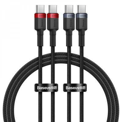 Комплект кабелів Baseus Cafule Charging Type-C To Type-C 100W 1m (2pcs) (P10318306003-00) Gray/red