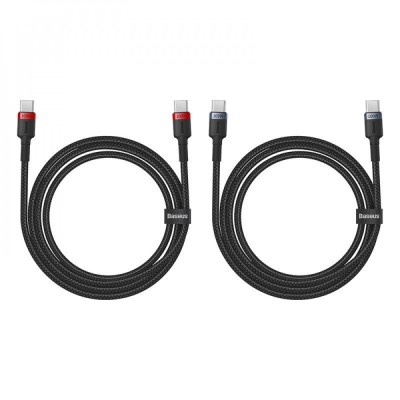Комплект кабелів Baseus Cafule Charging Type-C To Type-C 100W 1m (2pcs) (P10318306003-00) Gray/red