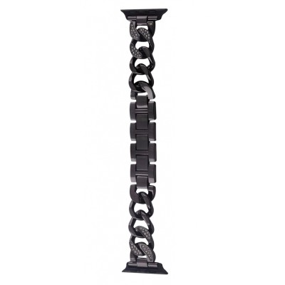Ремінець Apple Watch Metal Diamonds 42/44/45/46/49 mm black