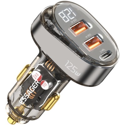 Автомобільний Зарядний пристрій Essager 125w Transparrent Digital Display Car Charger (ECC2AC-FM12-Z) Brown