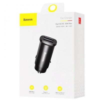 АЗП 2USB Baseus Square Metal QC 30W (CCALL-DS01) Black АЗП 2USB Baseus Square Metal QC 30W (CCALL-DS01) Black