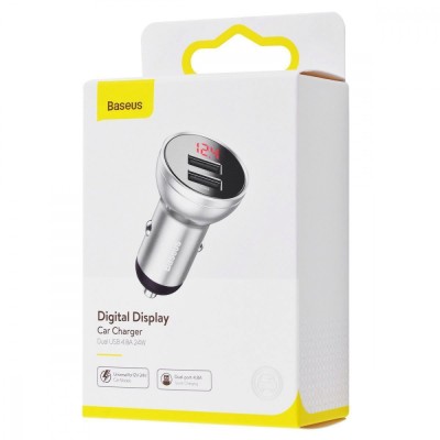 АЗП Baseus Digital Display 24W 2USB 4.8A CCBX-0S Silver