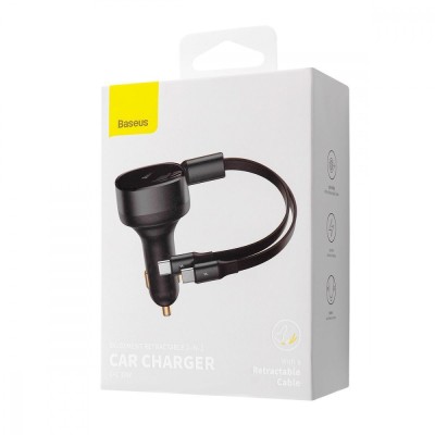 АЗП Baseus Enjoyment Retractable 2-in-1 Type-C + Type-C 33W (C00035500111-00) black