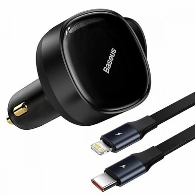 АЗП Baseus Enjoyment Retractable 2-in-1 Type-C + Type-C 33W (C00035500111-00) black