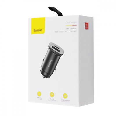 АЗП Baseus QC 4.0 Square Metal (30W / PD3.0) / 1USB+1Type-C (CCALL-AS01) Black АЗП Baseus QC 4.0 Square Metal (30W / PD3.0) / 1USB+1Type-C (CCALL-AS01) Black