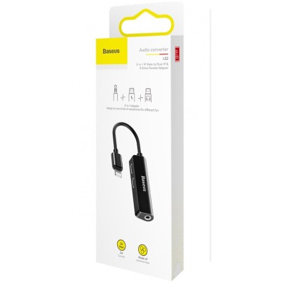 Перехідник AUX Baseus L52 Lightning To 2xLightning + 3.5mm CALL52-01 Black Перехідник AUX Baseus L52 Lightning To 2xLightning + 3.5mm CALL52-01 Black