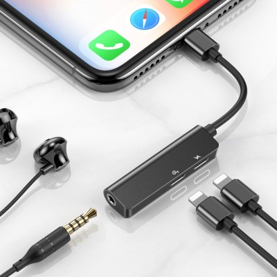 Перехідник AUX Baseus L52 Lightning To 2xLightning + 3.5mm CALL52-01 Black Перехідник AUX Baseus L52 Lightning To 2xLightning + 3.5mm CALL52-01 Black