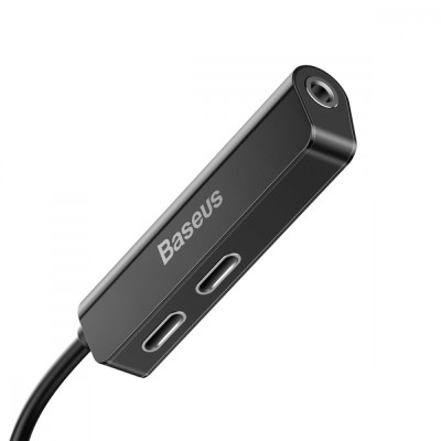 Перехідник AUX Baseus L52 Lightning To 2xLightning + 3.5mm CALL52-01 Black Перехідник AUX Baseus L52 Lightning To 2xLightning + 3.5mm CALL52-01 Black