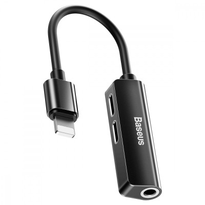 Перехідник AUX Baseus L52 Lightning To 2xLightning + 3.5mm CALL52-01 Black Перехідник AUX Baseus L52 Lightning To 2xLightning + 3.5mm CALL52-01 Black
