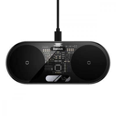 Бездротовий зарядний пристрій Baseus Digital LED Display 2in1 20W (WXSX010101) Black Бездротовий зарядний пристрій Baseus Digital LED Display 2in1 20W (WXSX010101) Black