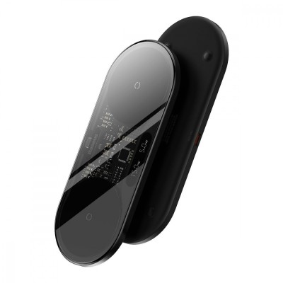 Бездротовий зарядний пристрій Baseus Digital LED Display 2in1 20W (WXSX010101) Black Бездротовий зарядний пристрій Baseus Digital LED Display 2in1 20W (WXSX010101) Black