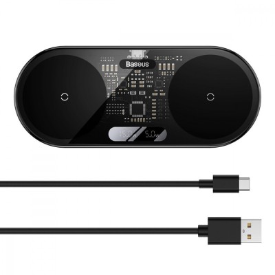 Бездротовий зарядний пристрій Baseus Digital LED Display 2in1 20W (WXSX010101) Black Бездротовий зарядний пристрій Baseus Digital LED Display 2in1 20W (WXSX010101) Black