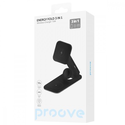Бездротовий зарядний пристрій Proove Energy Fold 3 in 1 (WSEF15010001) Black Бездротовий зарядний пристрій Proove Energy Fold 3 in 1 (WSEF15010001) Black