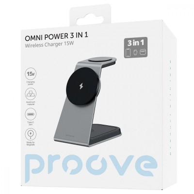 Бездротовий зарядний пристрій Proove Omni Power 3 in 1 (WSOP15020002) white Бездротовий зарядний пристрій Proove Omni Power 3 in 1 (WSOP15020002) white
