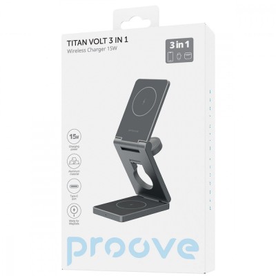Бездротовий зарядний пристрій Proove Titan Volt 3 in 1 (WSTV15000003) Grey