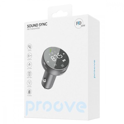 FM-трансмітер Proove Sound Sync 30W (PD+QC3.0) Type-C+USB (FMSS30110003) Grey