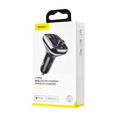 Автомобільне ЗУ Baseus FM Launcher S-13 2USB + Type-C CCMT000101 Black Автомобільне ЗУ Baseus FM Launcher S-13 2USB + Type-C CCMT000101 Black