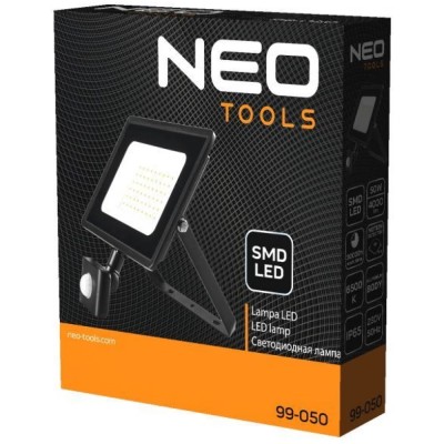 Прожектор Neo Tools, 220В, 4000лм, 50Вт, датчик руху, кабель 0.15м без вилки, алюміній, IP65 (99-050)