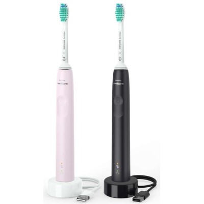 Щітка зубна електр. Philips, Sonicare 3100 series, набір , 31т. колив/хв, насадок-1, 2 шт в наборі, рожевий, чорний (HX3675/15) Щітка зубна електр. Philips, Sonicare 3100 series, набір , 31т. колив/хв, насадок-1, 2 шт в наборі, рожевий, чорний (HX3675/15)