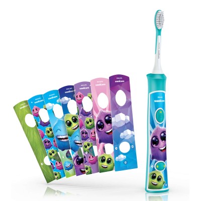 Щітка зубна електр. Philips, Sonicare For Kids, для дітей, 62т. колив/хв, насадок-2, Bluetooth, голубий (HX6322/04)