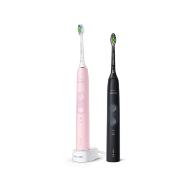 Щітка зубна електр. Philips, Sonicare ProtectiveClean 4500, набір , 62т. колив/хв, насадок-1, 2 шт в наборі, рожевий, чорний (HX Щітка зубна електр. Philips, Sonicare ProtectiveClean 4500, набір , 62т. колив/хв, насадок-1, 2 шт в наборі, рожевий, чорний (HX