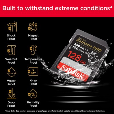 Карта пам'яті SanDisk SD 128GB C10 UHS-II U3 R280/W100MB/s Extreme Pro V60 (SDSDXEP-128G-GN4IN) Карта пам'яті SanDisk SD 128GB C10 UHS-II U3 R280/W100MB/s Extreme Pro V60 (SDSDXEP-128G-GN4IN)