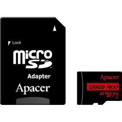 Карта пам'яті Apacer microSDXC UHS-I 128GB R100 V10 A1 + SD adapter (AP128GMCSX10UB-R)
