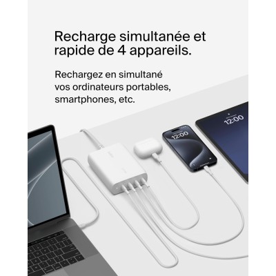 Зарядний пристрій мережевий Belkin 200Вт 4хUSB-С GAN PD PPS, білий (WCH015VFWH) Зарядний пристрій мережевий Belkin 200Вт 4хUSB-С GAN PD PPS, білий (WCH015VFWH)