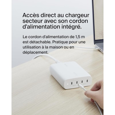 Зарядний пристрій мережевий Belkin 200Вт 4хUSB-С GAN PD PPS, білий (WCH015VFWH) Зарядний пристрій мережевий Belkin 200Вт 4хUSB-С GAN PD PPS, білий (WCH015VFWH)