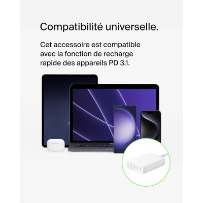 Зарядний пристрій мережевий Belkin 200Вт 4хUSB-С GAN PD PPS, білий (WCH015VFWH) Зарядний пристрій мережевий Belkin 200Вт 4хUSB-С GAN PD PPS, білий (WCH015VFWH)