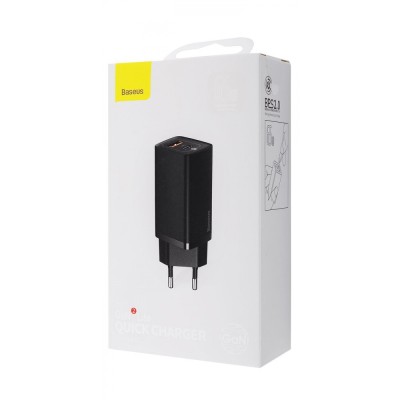 Зарядний Пристрій Baseus 1USB + Type-C Baseus GaN Lite 65W (CCGAN2L-B02) White Зарядний Пристрій Baseus 1USB + Type-C Baseus GaN Lite 65W (CCGAN2L-B02) White