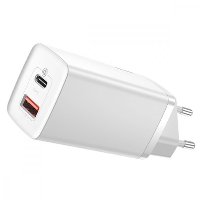 Зарядний Пристрій Baseus 1USB + Type-C Baseus GaN Lite 65W (CCGAN2L-B02) White Зарядний Пристрій Baseus 1USB + Type-C Baseus GaN Lite 65W (CCGAN2L-B02) White