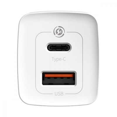 Зарядний Пристрій Baseus 1USB + Type-C Baseus GaN Lite 65W (CCGAN2L-B02) White Зарядний Пристрій Baseus 1USB + Type-C Baseus GaN Lite 65W (CCGAN2L-B02) White